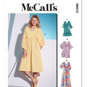 M8312 McCall's Sewing Pattern Misses' Dresses SIZE XS-MED